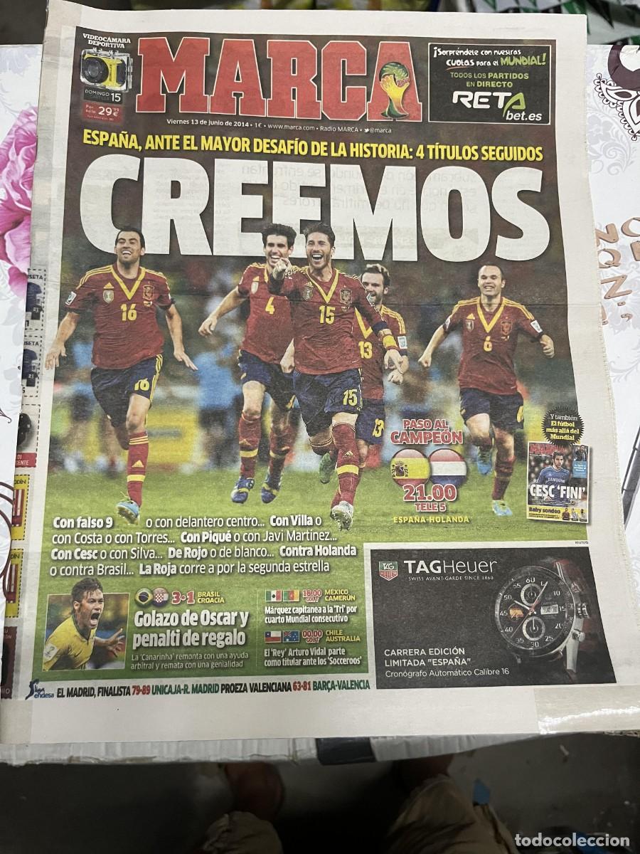 Coleccionismo deportivo: MARCA (13-6-2014) MUNDIAL BRASIL 3-1 CROACIA SELECCION ESPA&Ntilde;OLA HOY ESPA&Ntilde;A HOLANDA