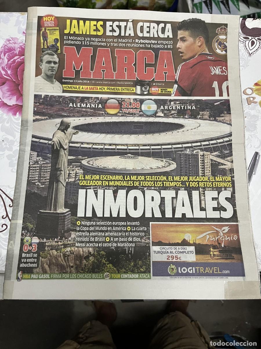 Coleccionismo deportivo: MARCA (13-7-2014) HOY FINAL MUNDIAL BRASIL ALEMANIA ARGENTINA LIONEL MESSI JAMES DI STEFANO MARACANA