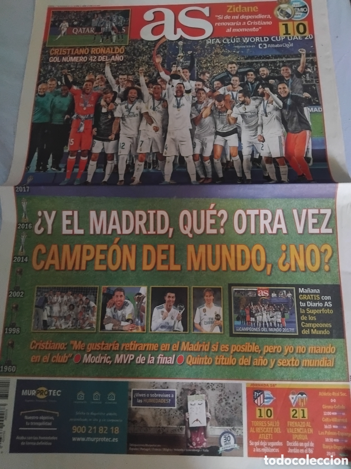 Coleccionismo deportivo: Periodico R.Madrid campe&oacute;n mundial 2017