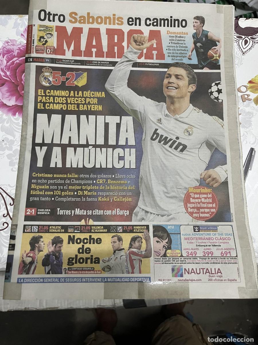 Coleccionismo deportivo: MARCA (5-4-2012) CHAMPIONS REAL MADRID 5-2 APOEL CRISTIANO RONALDO DOMANTAS CHELSEA 2-1 BENFICA