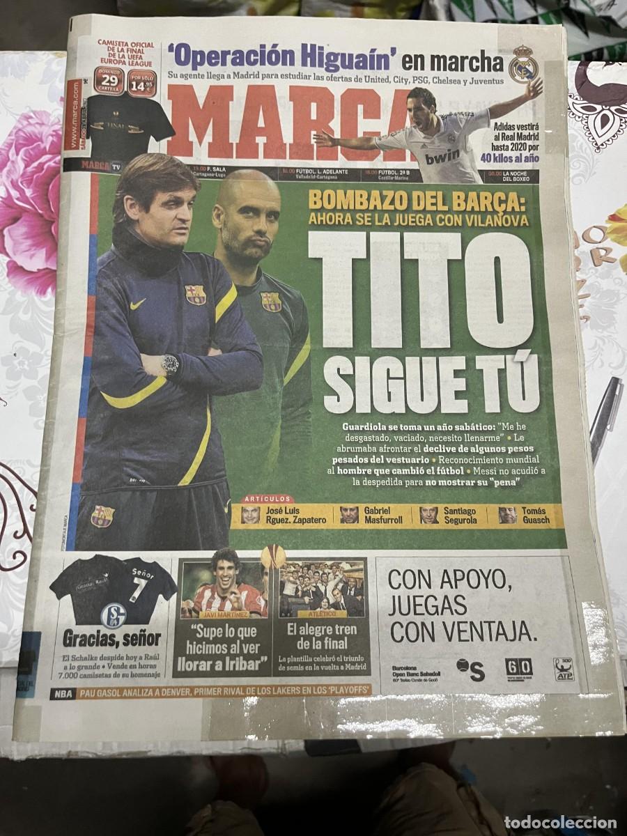 Coleccionismo deportivo: MARCA (28-4-2012) TITO VILANOVA PEP GUARDIOLA BARCELONA OPERACION HIGUAIN REAL MADRID