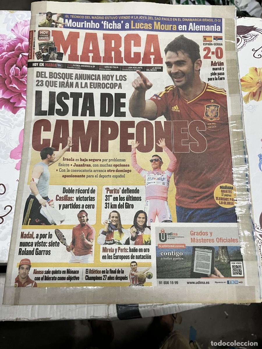 Coleccionismo deportivo: MARCA (27-5-2012) ADRIAN SELECCION ESPA&Ntilde;OLA ESPA&Ntilde;A 2-0 SERBIA LISTA JUGADORES EUROCOPA