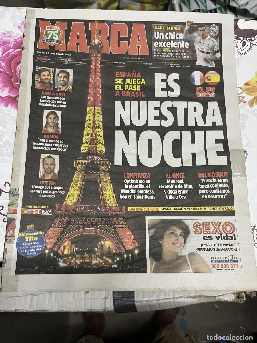Coleccionismo deportivo: MARCA (26-3-2013) HOY FRANCIA ESPA&Ntilde;A SELECCION ESPA&Ntilde;OLA GARETH BALE TORRE EIFFEL
