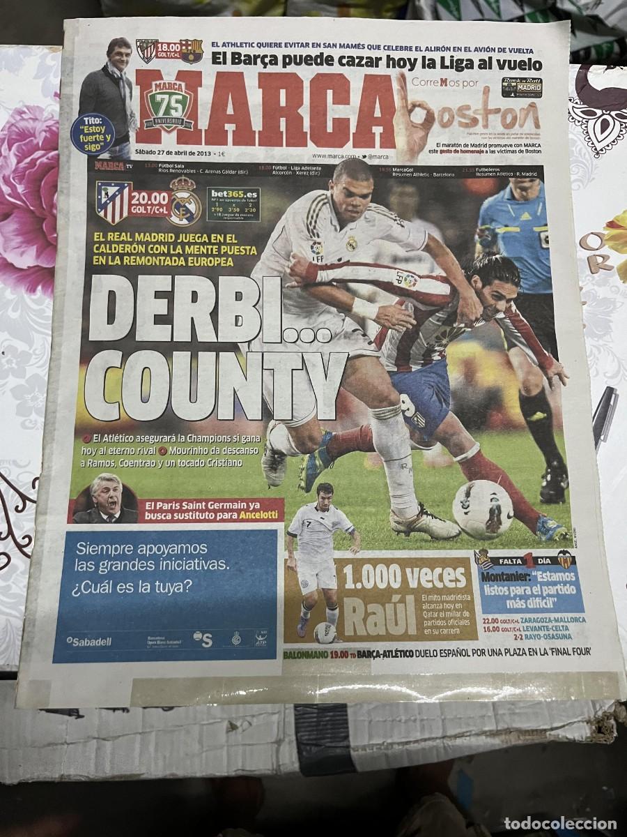Sports collectibles: MARCA (27-4-2013) HOY DERBI ATLETICO MADRID REAL MADRID PEPE FALCAO RAUL GONZALEZ