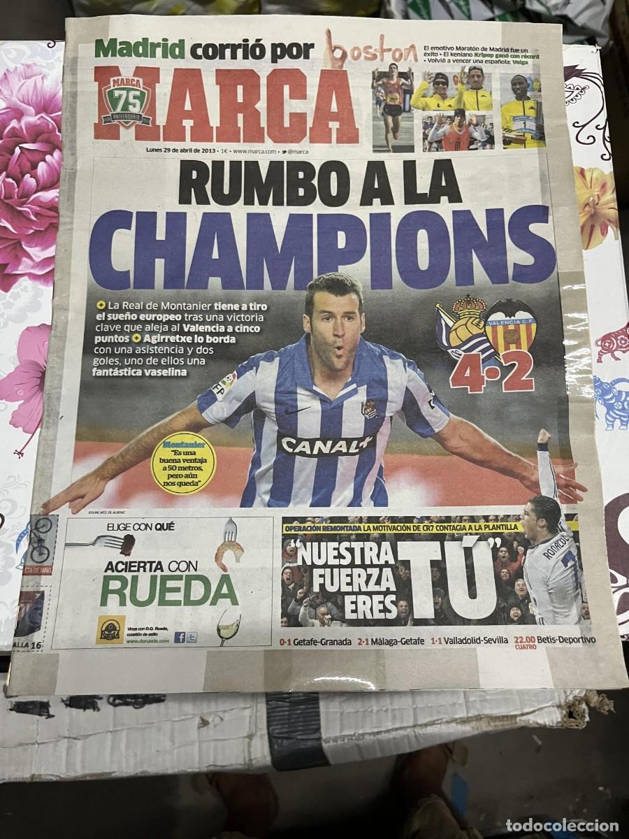 Sports collectibles: MARCA (29-4-2013) JORNADA LIGA REAL SOCIEDAD 4-2 VALENCIA MARATON DE MADRID
