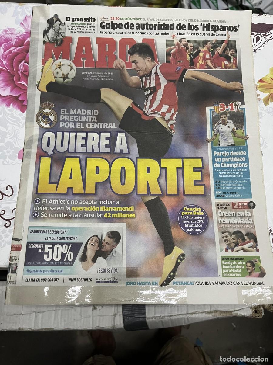 Sports collectibles: MARCA (26-1-2015) POSIBLE FICHAJE LAPORTE REAL MADRID SERGIO ALVAREZ VALENCIA 3-1 SEVILLA