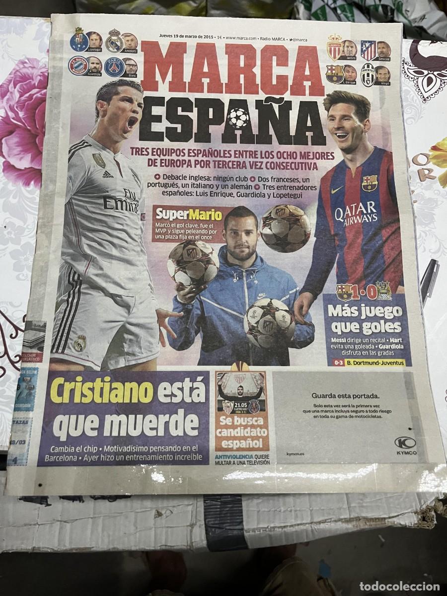 Coleccionismo deportivo: MARCA (19-3-2015) CRISTIANO RONALDO LIONEL MESSI BARCELONA 1-0 MANCHESTER CITY CHAMPIONS