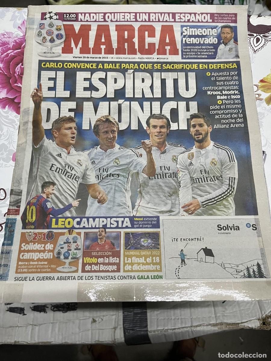 Coleccionismo deportivo: MARCA (20-3-2015) ANNCELOTTI BALE MESSI SORTEO CHAMPIONS RENOVACION SIMEONE