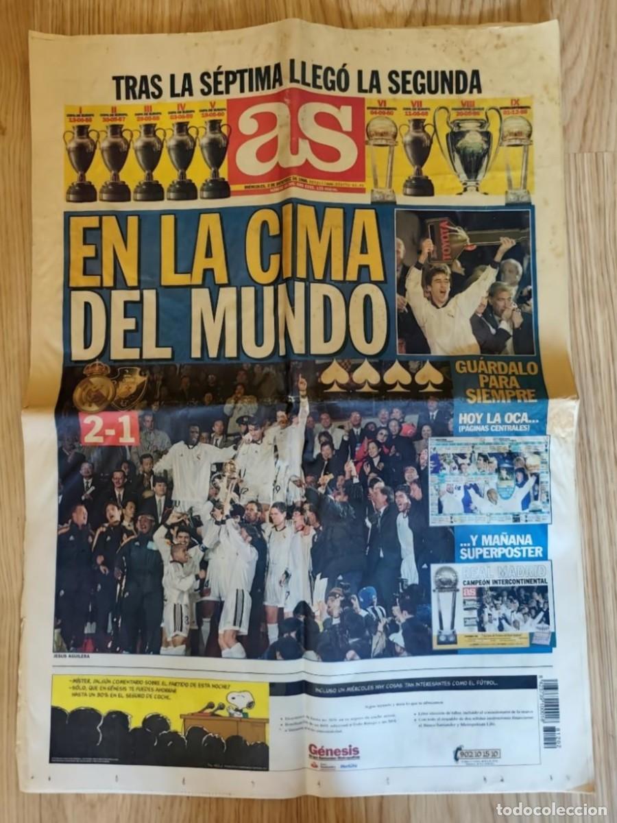 Coleccionismo deportivo: DIARIO AS 1998 REAL MADRID CAMPEON COPA CAMPEONATO INTERCONTINENTAL 98 RAUL