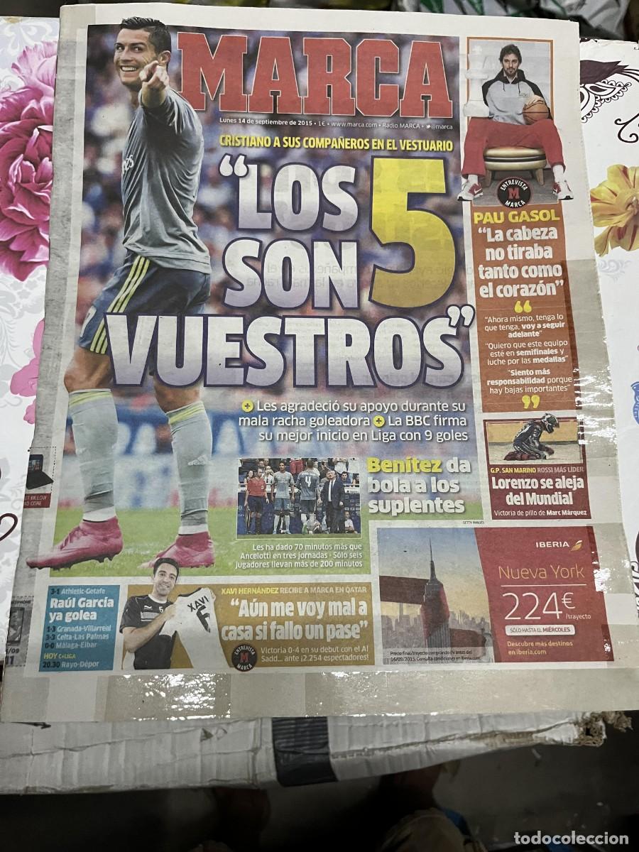 Coleccionismo deportivo: MARCA (14-9-2015) CRISTIANO RONALDO REAL MADRID PAU GASOL XAVI HERNANDEZ RAUL GARCIA