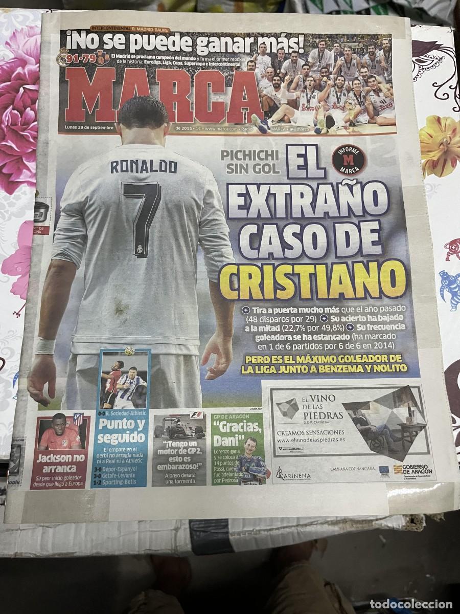 Coleccionismo deportivo: MARCA (28-9-2015) CAMPEON DEL MUNDO BALONCESTO REAL MADRID 91-79 BAURU CRISTIANO RONALDO