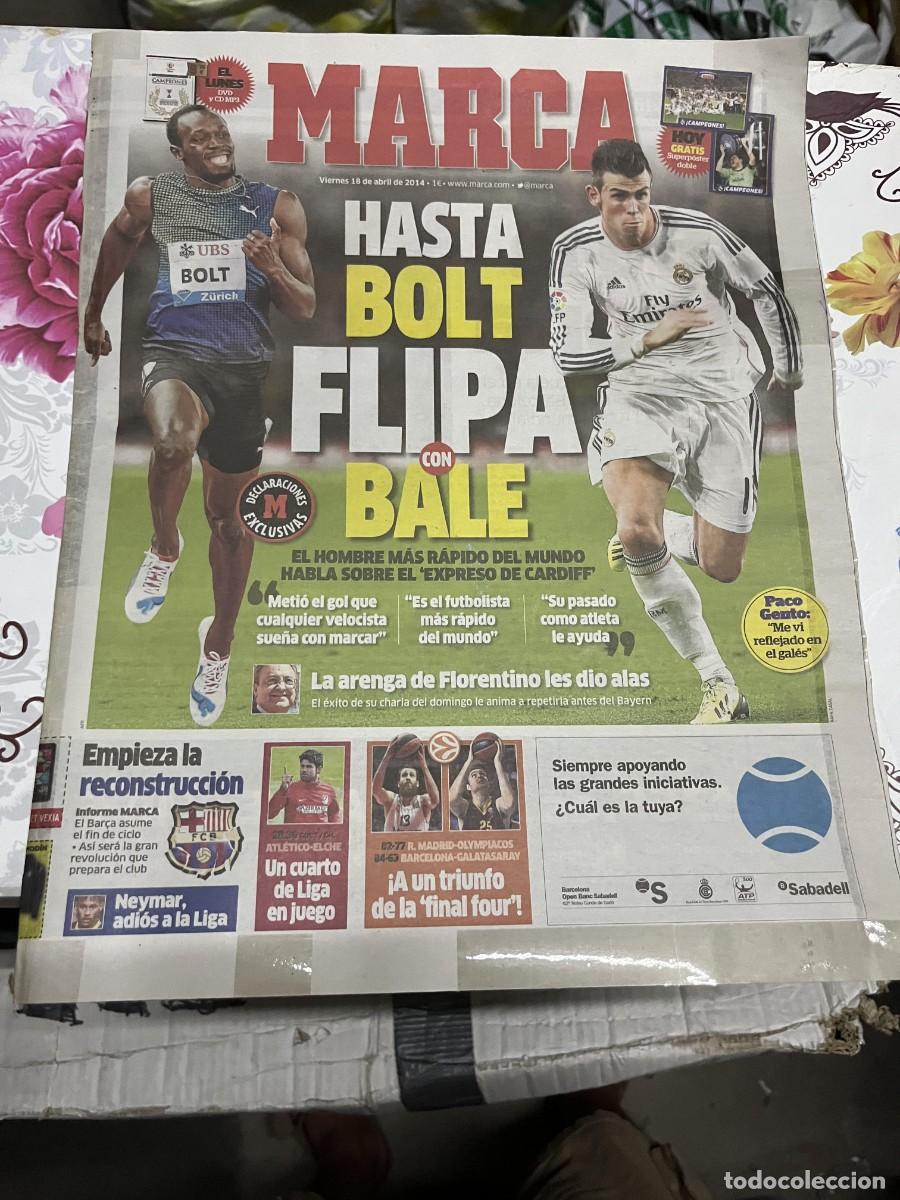 Coleccionismo deportivo: MARCA (18-4-2014) USAIN BOLT GARETH BALE REAL MADRID PACO GENTO HOY ATLETICO ELCHE