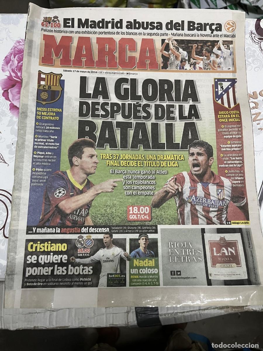 Coleccionismo deportivo: MARCA (17-5-2014) HOY JORNADA LIGA FINAL CAMPEON BARCELONA ATLETICO MADRID MESSI DIEGO COSTA