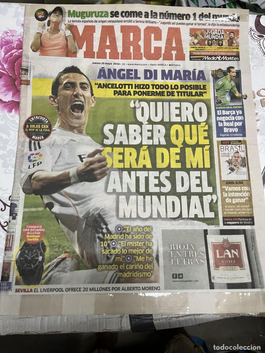 Coleccionismo deportivo: MARCA (29-5-2014) ANGEL DI MARIA REAL MADRID GARBI&Ntilde;E MUGURUZA BARCELONA REAL SOCIEDAD