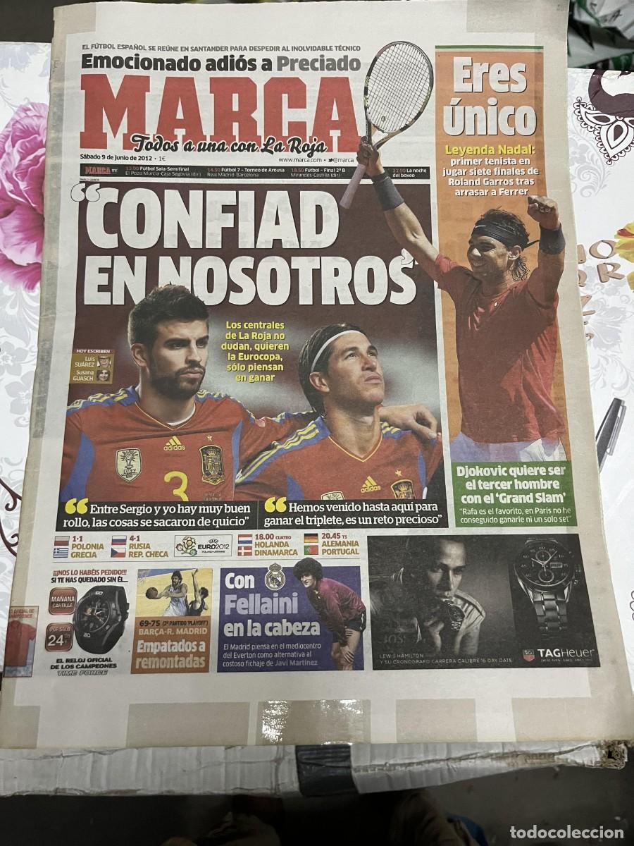 Coleccionismo deportivo: MARCA (9-6-2012) EURO EUROCOPA PIQUE SERGIO RAMOS RAFAEL NADAL TENIS FELLAINI REAL MADRID