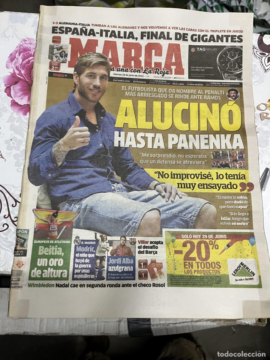 Coleccionismo deportivo: MARCA (29-6-2012) EURO EUROCOPA SELECCION ESPA&Ntilde;OLA ESPA&Ntilde;A SERGIO RAMOS PANENKA MEDALLA ORO BEITIA