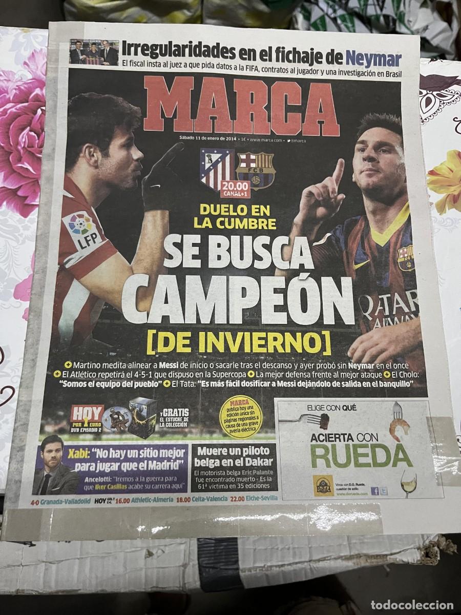 Coleccionismo deportivo: MARCA (11-1-2014) JORNADA LIGA ATLETICO MADRID BARCELONA MESSI DIEGO COSTA NEYMAR XABI ALONSO