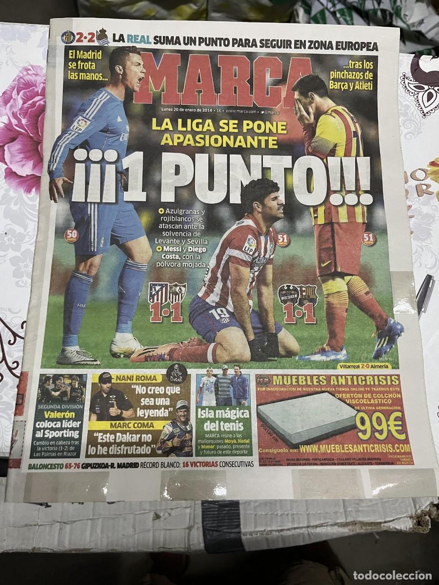 Coleccionismo deportivo: MARCA(20-1-2014)JORNADA LIGA ATLETICO MADRID 1-1 SEVILLA LEVANTE 1-1 BARCELONA GETAFE 2-2 R.SOCIEDAD