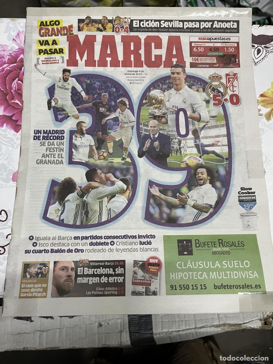 Coleccionismo deportivo: MARCA (8-1-2017) GOLEADA REAL MADRID 5-0 GRANADA REAL SOCIEDAD 0-4 SEVILLA