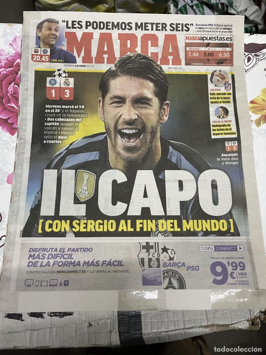 Coleccionismo deportivo: MARCA (8-3-2017) CHAMPIONS NAPOLES 1-3 REAL MADRID SERGIO RAMOS ARSENAL 1-5 BAYERN MUNCHEN