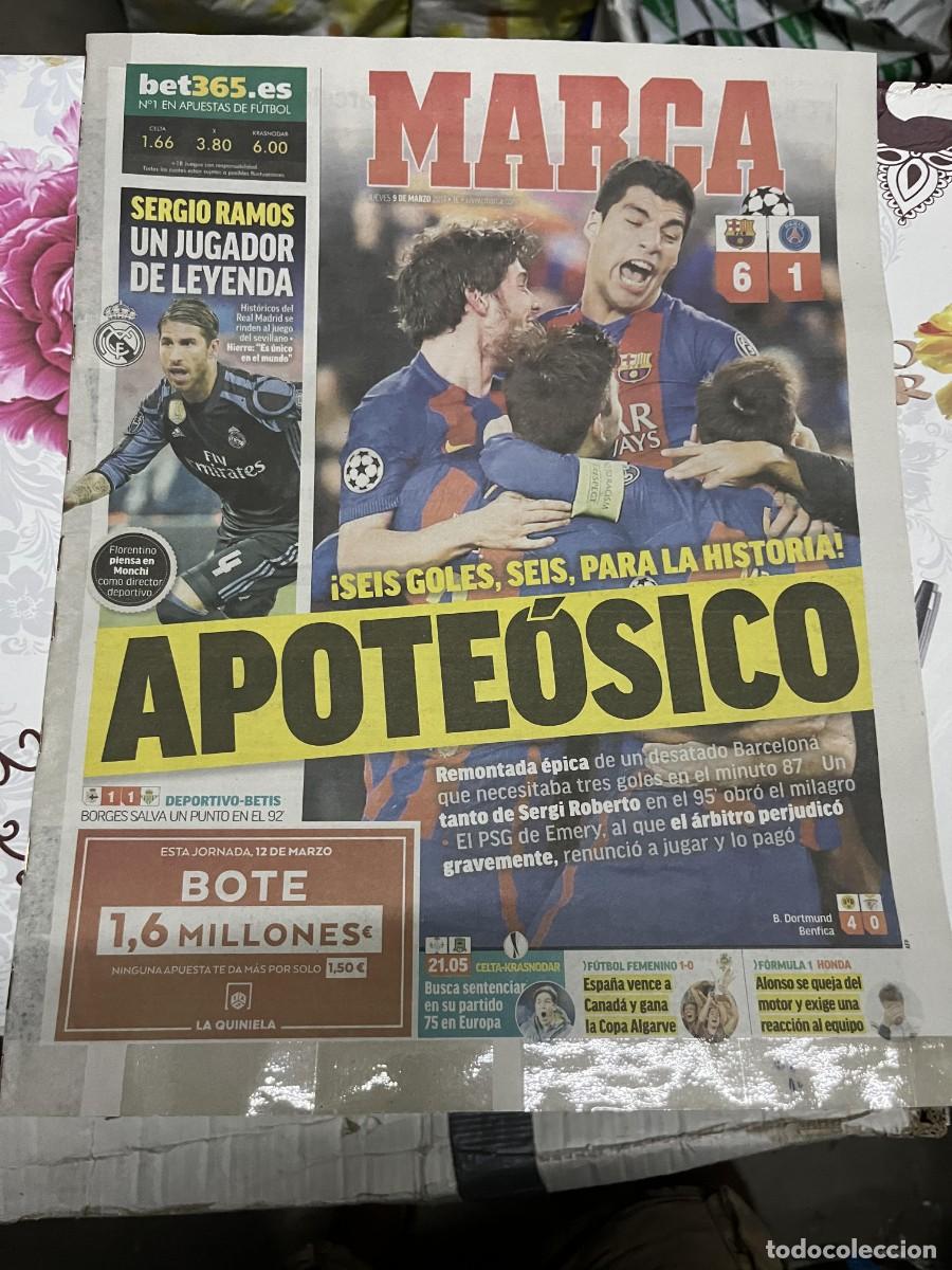 Sports collectibles: MARCA (9-3-2017) CHAMPIONS GOLEADA REMONTADA BARCELONA 6-1 PSG SERGIO RAMOS