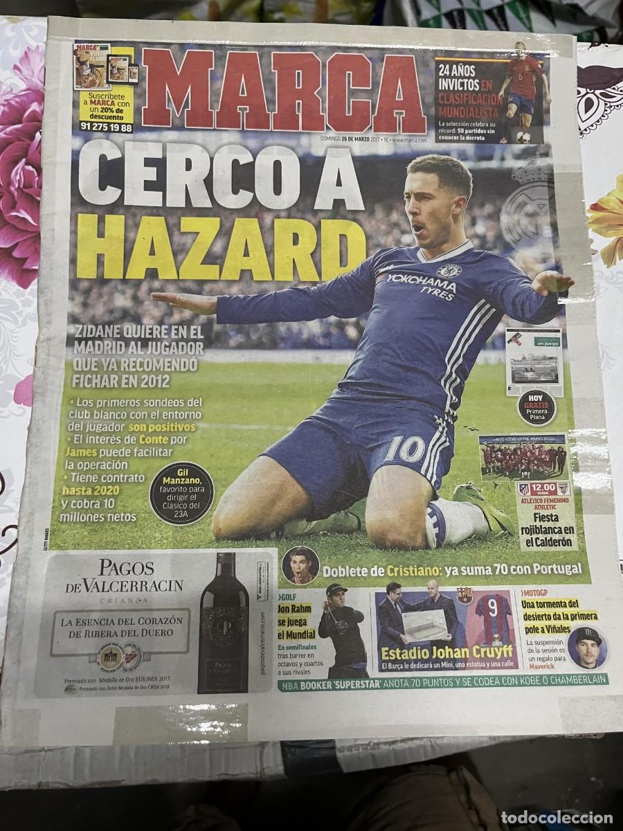 Sports collectibles: MARCA (26-3-2017) POSIBLE FICHAJE REAL MADRID HAZARD ZIDANE CRISTIANO RONALDO DOBLETE