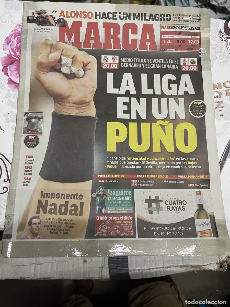 Coleccionismo deportivo: MARCA (14-5-2017) HOY JORNADA LIGA REAL MADRID SEVILLA LAS PALMAS BARCELONA RAFAEL NADAL TENIS