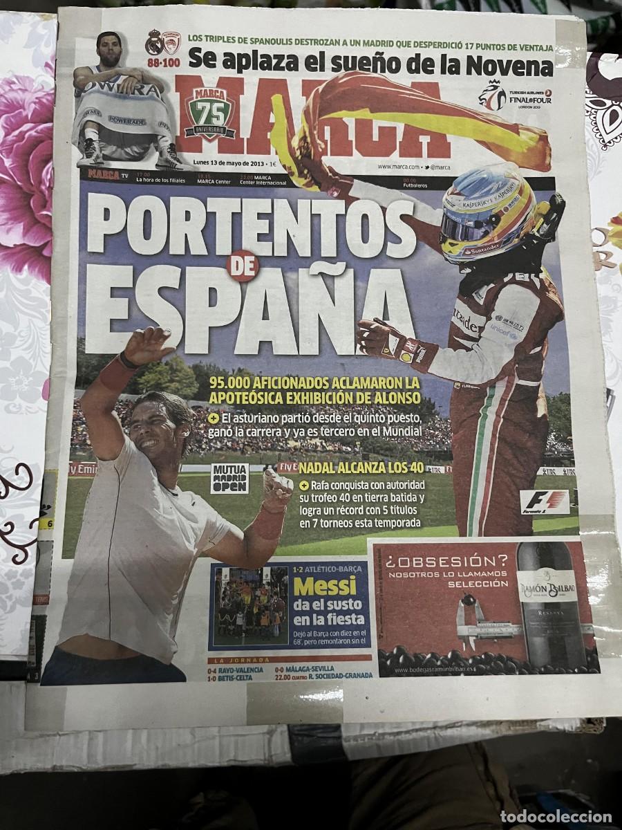 Coleccionismo deportivo: MARCA (13-5-2013) FINAL BALONCESTO REAL MADRID 88-100 OLYMPIACOS CAMPEON NADAL FERNANDO ALONSO