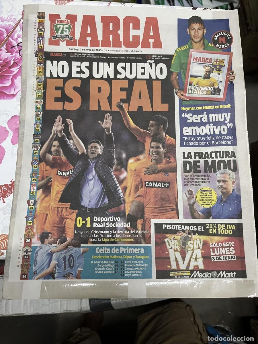 Coleccionismo deportivo: MARCA (2-6-2013) DEPORTIVO CORU&Ntilde;A 0-1 REAL SOCIEDAD CELTA VIGO DESCENSO MALLORCA DEPORTIVO ZARAGOZA