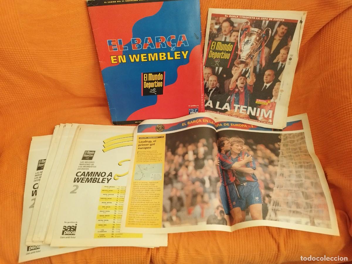 Coleccionismo deportivo: Colecci&oacute;n de 24 posters del f&uacute;tbol club Barcelona. Bar&ccedil;a wembley 92. Y portada de diario.