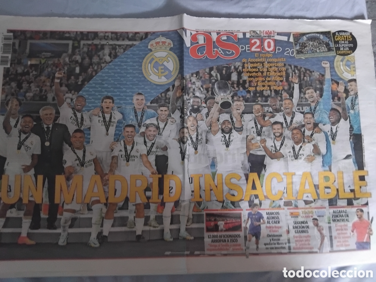 Coleccionismo deportivo: Periodico Real Madrid vs E. Frankfurt 2022
