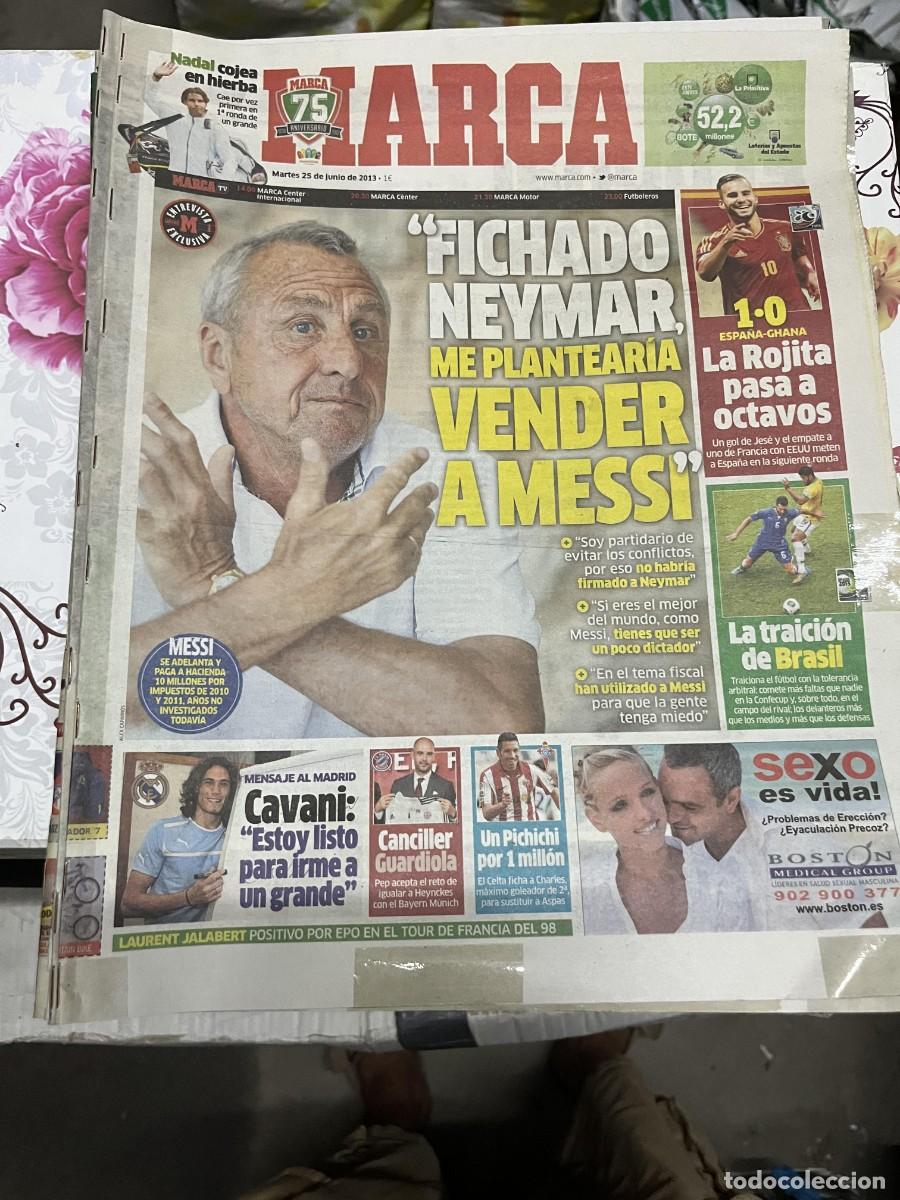 Coleccionismo deportivo: MARCA (25-6-2013) JOHAN CRUYFF NEYMAR MESSI BARCELONA ESPA&Ntilde;A 1-0 GHANA CAVANI REAL MADRID