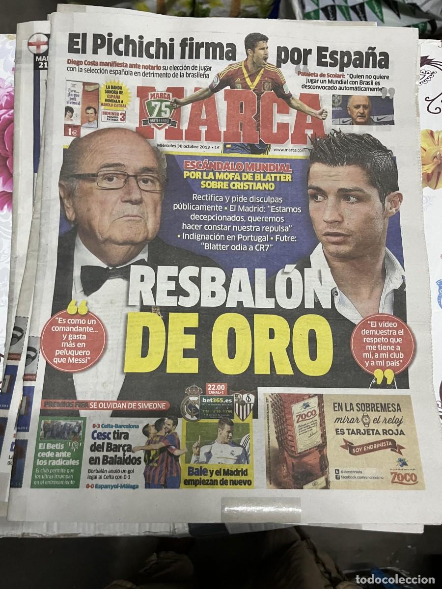 Coleccionismo deportivo: MARCA (30-10-2013) BLATTER CRISTIANO RONALDO DIEGO COSTA PICHICHI HOY REAL MADRID SEVILLA