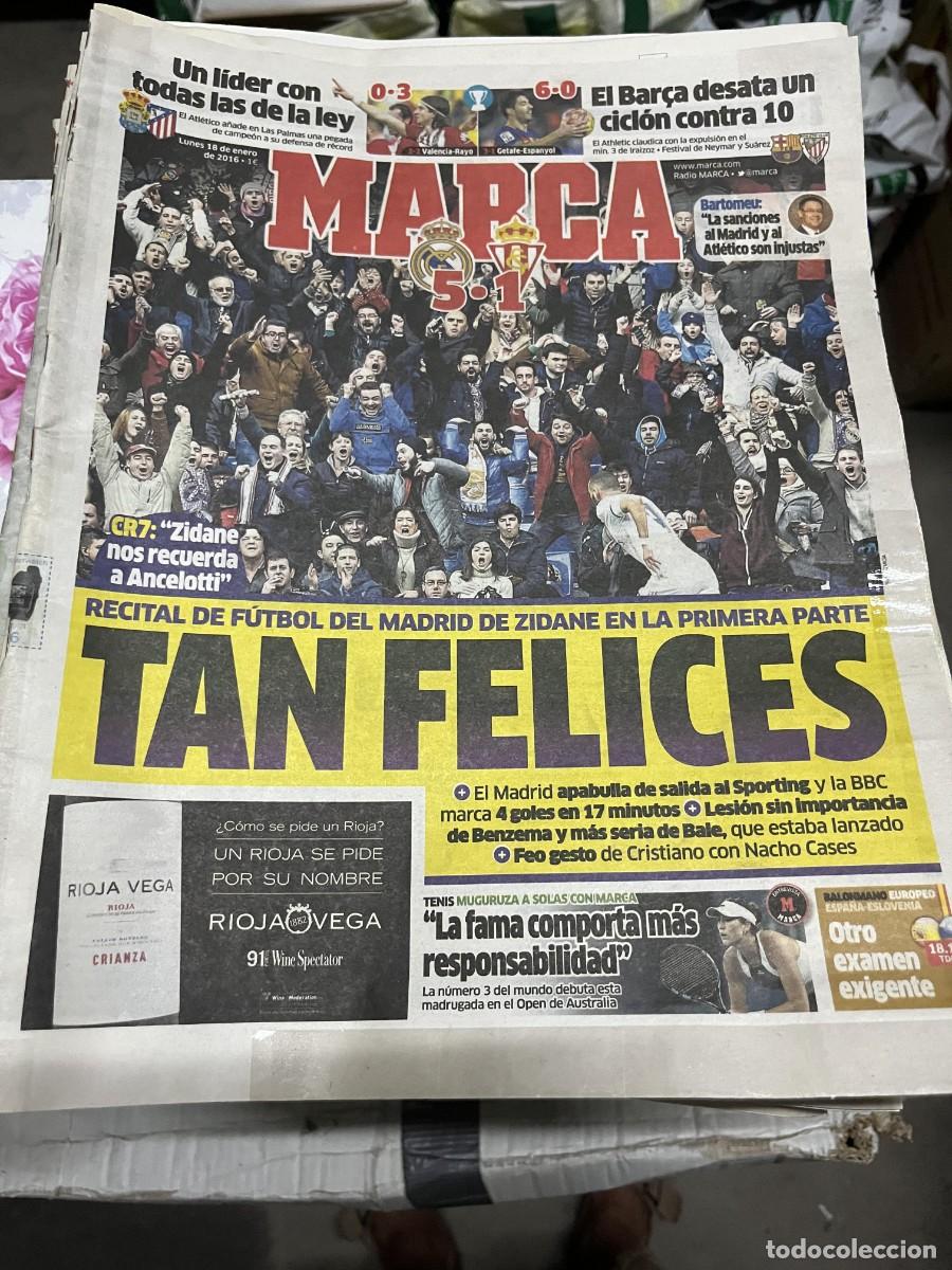 Coleccionismo deportivo: MARCA(18-1-2016)REAL MADRID 5-1 SPORTING GIJON LAS PALMAS 0-3 ATLETICO BARCELONA 6-0 ATHLETIC BILBAO