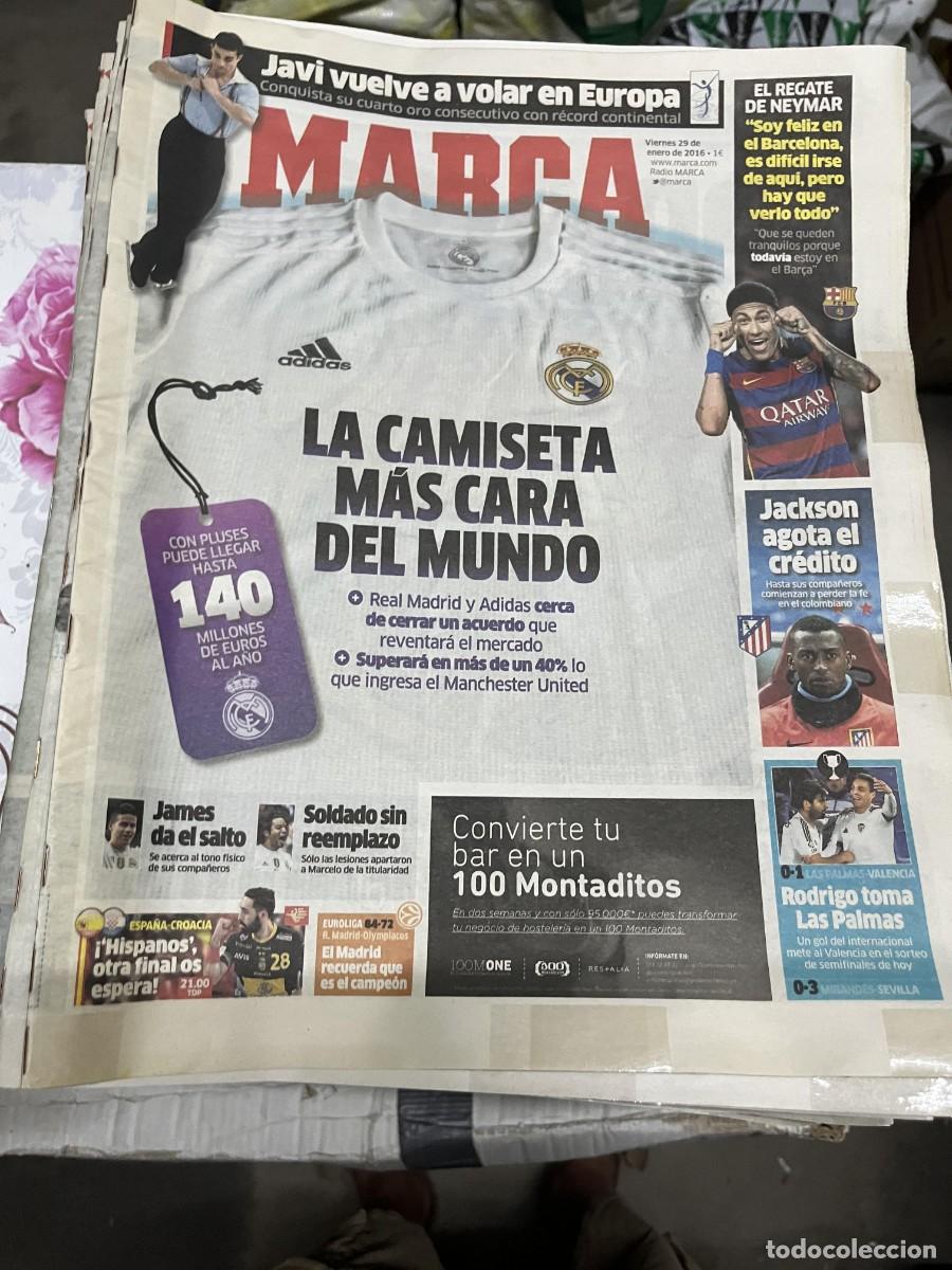 Coleccionismo deportivo: MARCA (29-1-2016) CAMISETA REAL MADRID JAVIER FERNANDEZ LOPEZ NEYMAR JACKSON LAS PALMAS VALENCIA