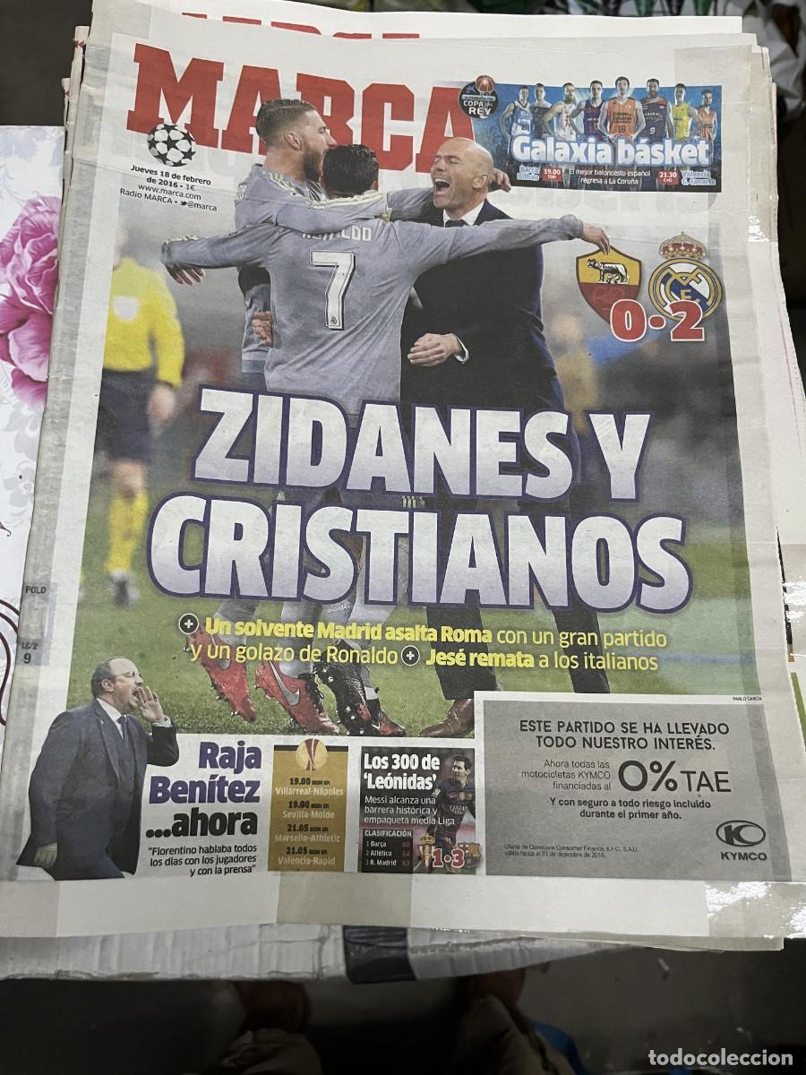Coleccionismo deportivo: MARCA (18-2-2016) CHAMPIONS ROMA 0-2 REAL MADRID ZINEDINE ZIDANE CRISTIANO RONALDO