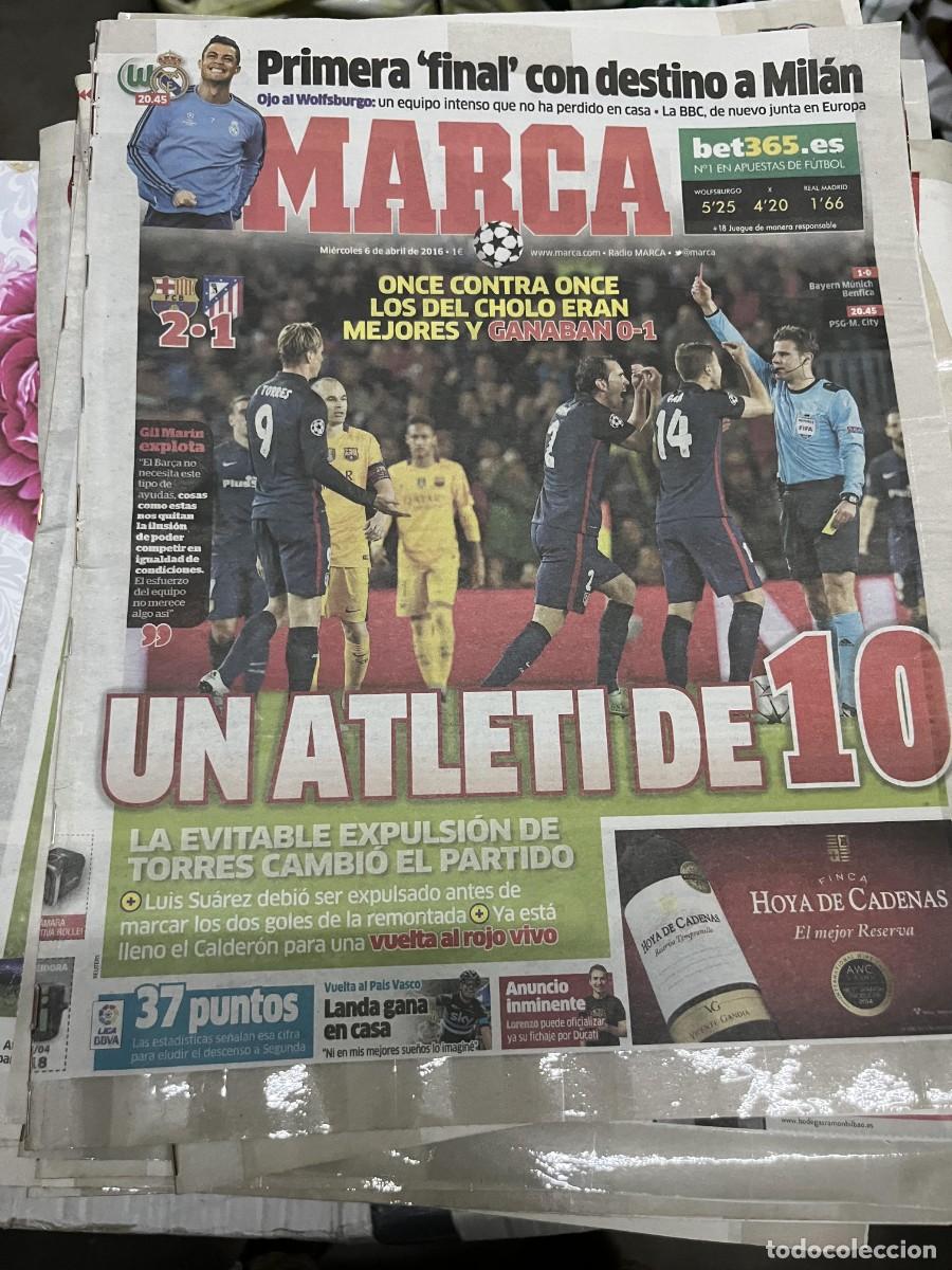 Coleccionismo deportivo: MARCA (6-4-2016) CHAMPIONS BARCELONA 2-1 ATLETICO MADRID EXPULSION FERNANDO TORRES