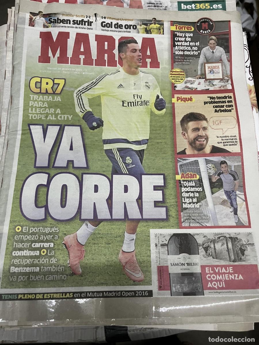 Coleccionismo deportivo: MARCA (29-4-2016) CRISTIANO RONALDO TORRES VILLARREAL 1-0 LIVERPOOL SHAKHTAR DONETSK 2-2 SEVILLA