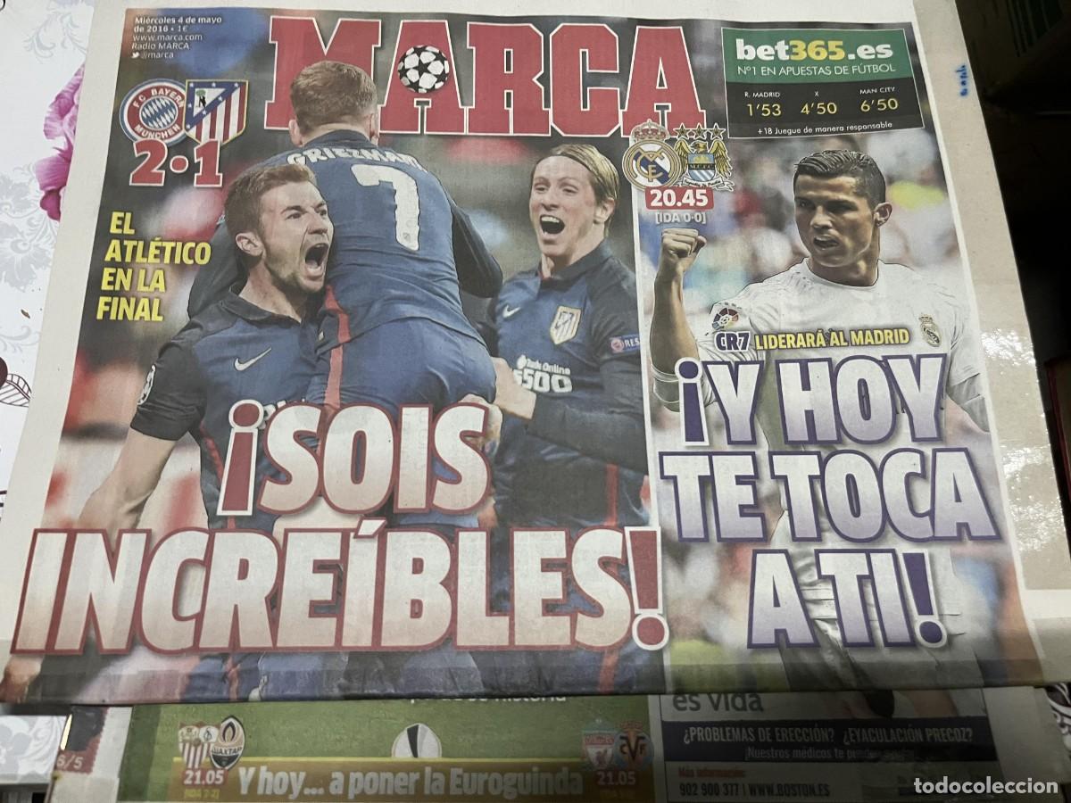 Coleccionismo deportivo: MARCA (4-5-2016) CHAMPIONS BAYERN MUNCHEN 2-1 ATLETICO MADRID HOY REAL MADRID MANCHESTER CITY