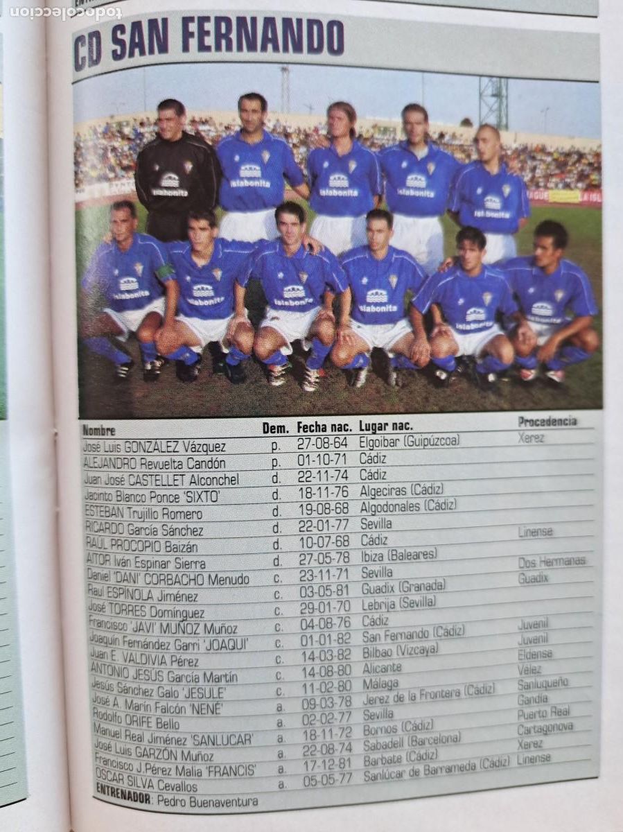 Sports collectibles: Foto y plantel del CD San Fernando. Recorte Don Balon 2001-02
