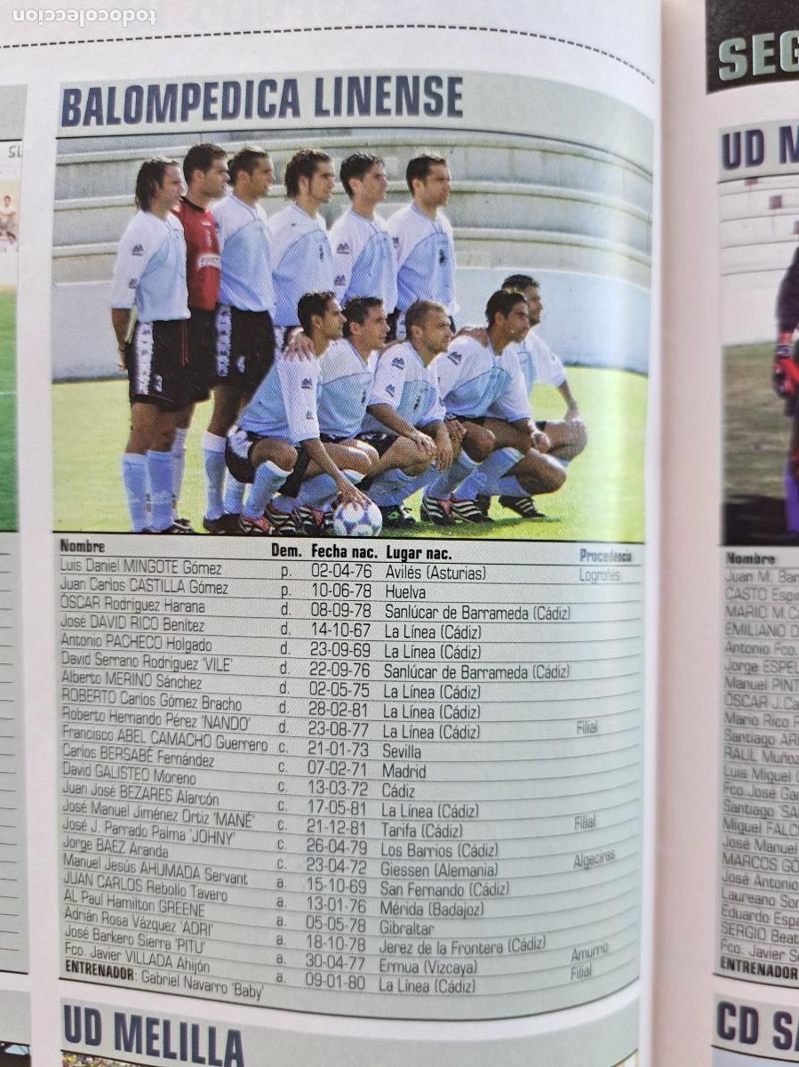 Sports collectibles: Foto y plantel del Balompedica Linense.. Recorte Don Balon 2001-02