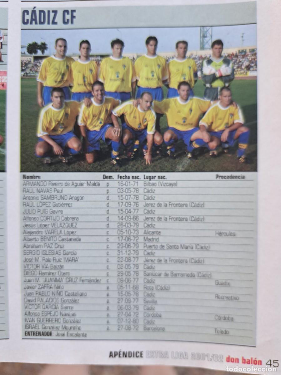 Collectionnisme sportif: Foto y plantel del Cadiz CF. Recorte Don Balon 2001-02