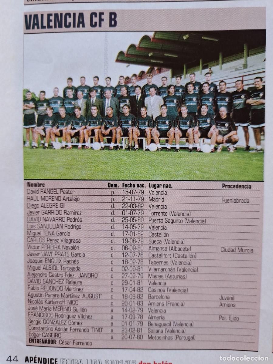 Collectionnisme sportif: Foto y plantel del Valencia CF B. Recorte Don Balon 2001-02