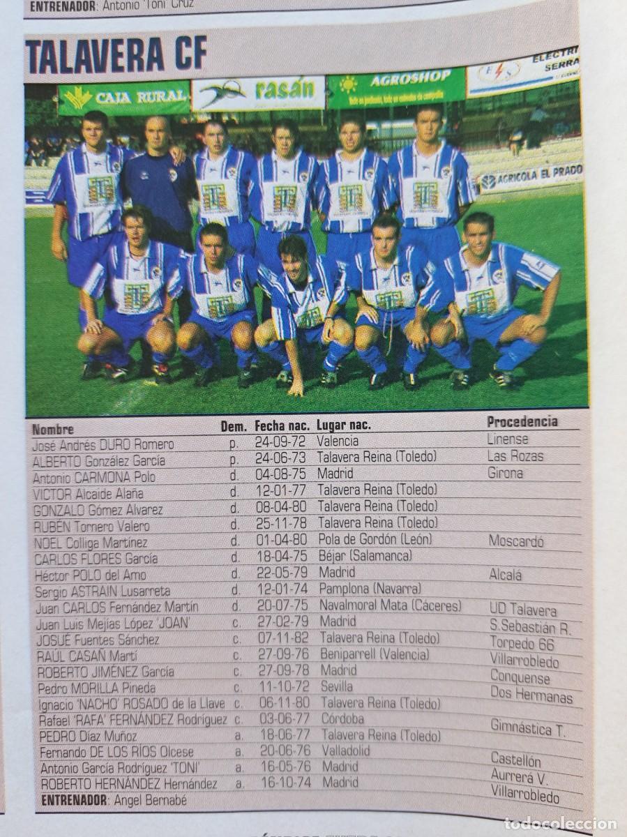 Collectionnisme sportif: Foto y plantel del Talavera CF. Recorte Don Balon 2001-02