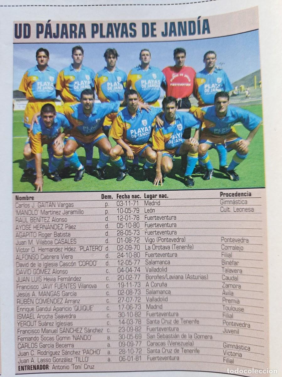 Collectionnisme sportif: Foto y plantel del UD P&aacute;jara Playas de Jandia. Recorte Don Balon 2001-02
