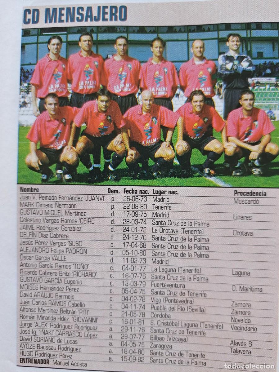 Collectionnisme sportif: Foto y plantel del CD Mensajero. Recorte Don Balon 2001-02