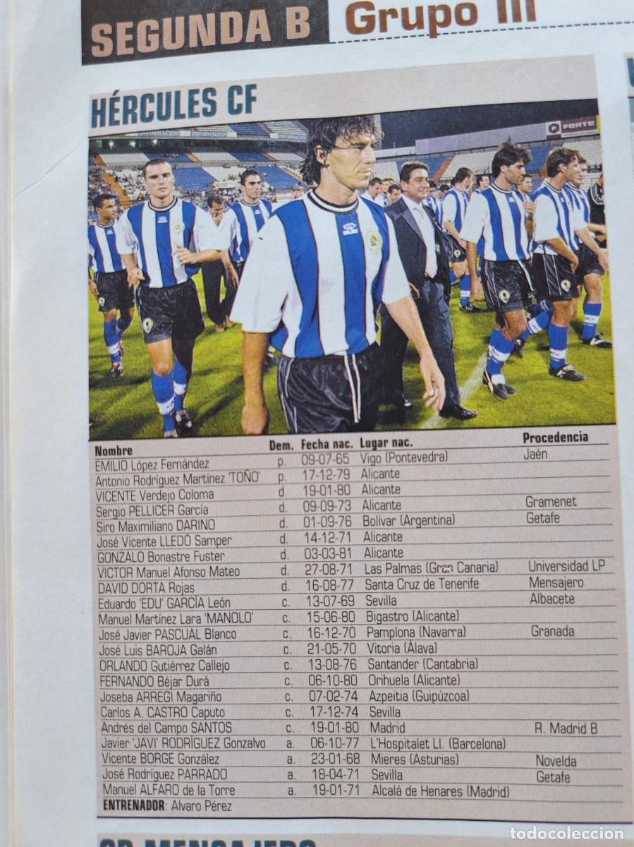 Collectionnisme sportif: Foto y plantel del H&eacute;rcules CF.Recorte Don Balon 2001-02