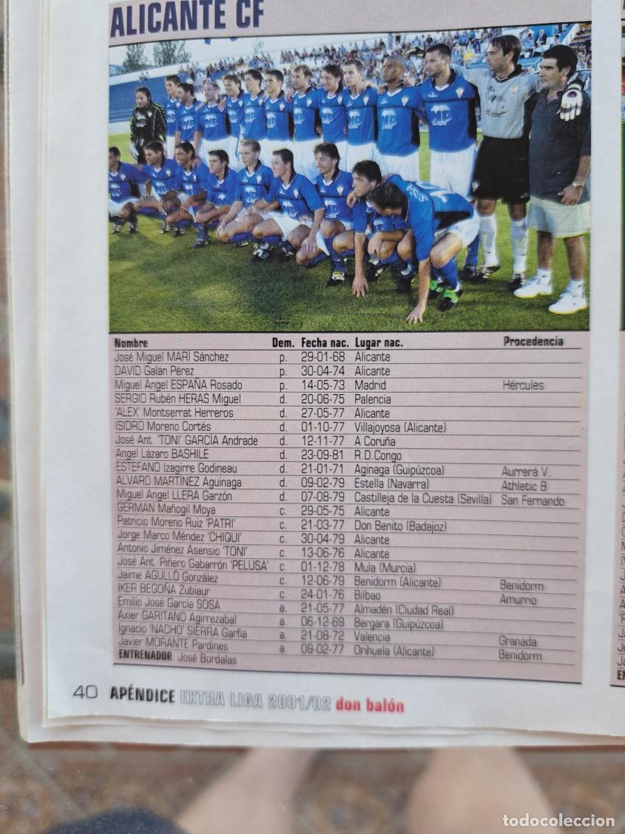 Coleccionismo deportivo: Foto y plantel del Alicante CF.Recorte Don Balon 2001-02