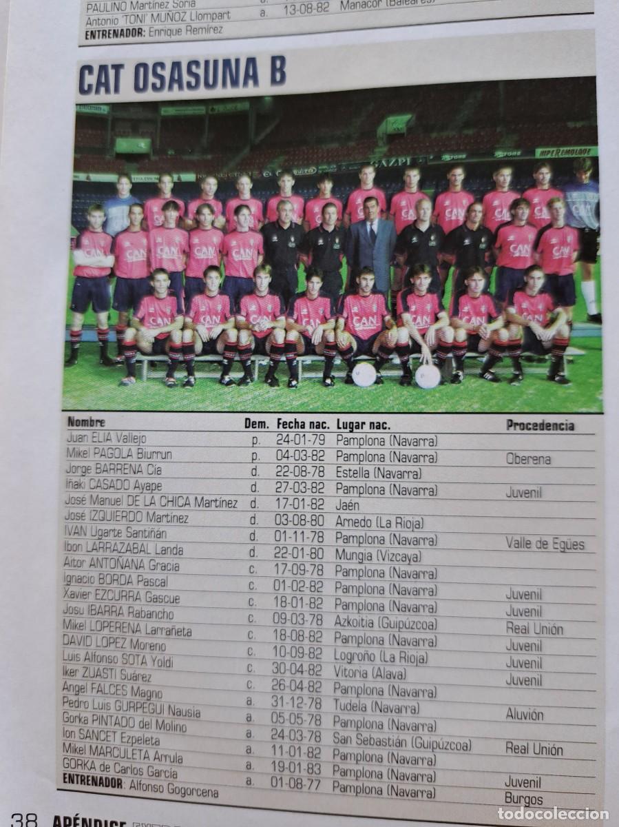 Coleccionismo deportivo: Foto y plantel del Osasuna B. Recorte Don Balon 2001-02