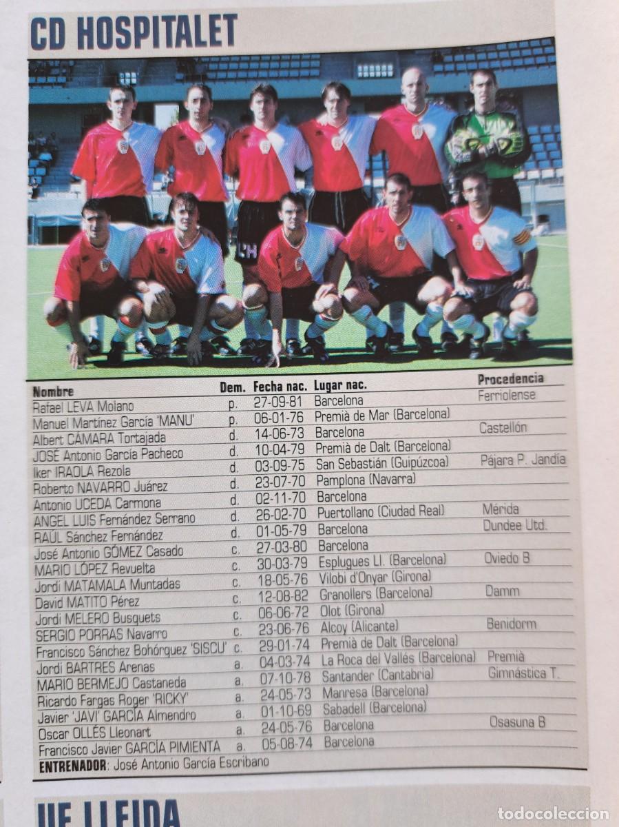 Coleccionismo deportivo: Foto y plantel del CD Hospitalet.Recorte Don Balon 2001-02